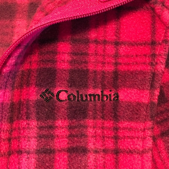 ⭐️ Columbia Pink Plaid Fleece Full Zip Jacket SMALL - Picture 5 of 8